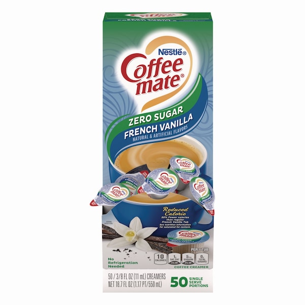 Coffee Mate Liquid Coffee Creamer, Sugar-Free French Vanilla, 0.38oz Cups, PK50 50000 91757 - main